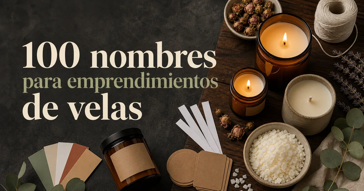 Velas artesanales y tarjetas para elegir el nombre de una marca